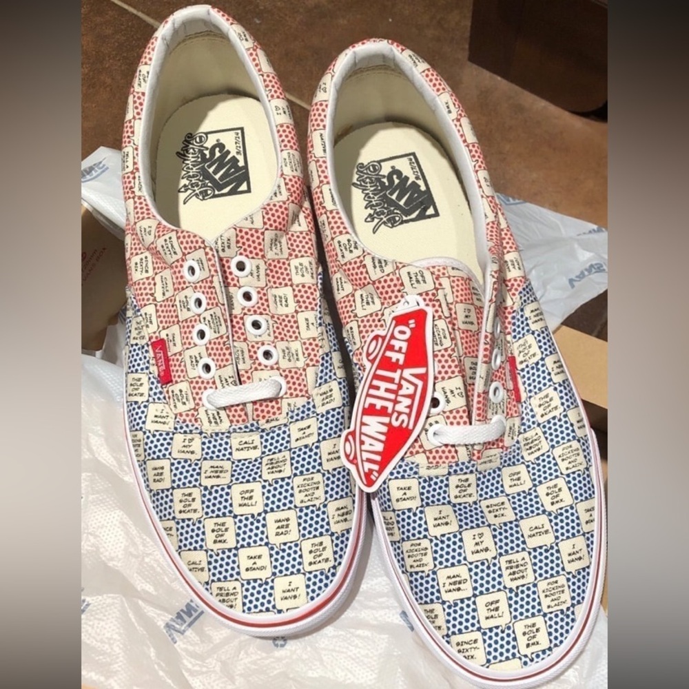 Rare NWT Vans red/white/blue canvas lace up shoes men’s 11.5 men’s vans sneakers